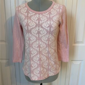 J. Crew Pink Top with White Embroidery
